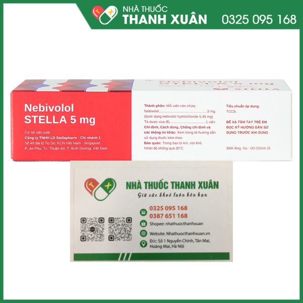 Nebivolol STELLA 5mg điều trị tăng huyết áp